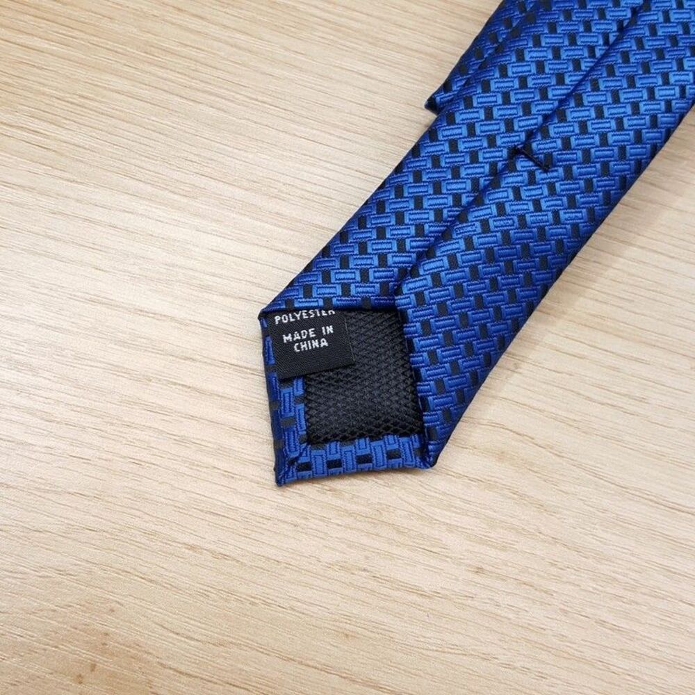 ALFANI Mens Neck Tie Blue Geometric Jacquard Link Modern Classic Necktie - Picture 4 of 6